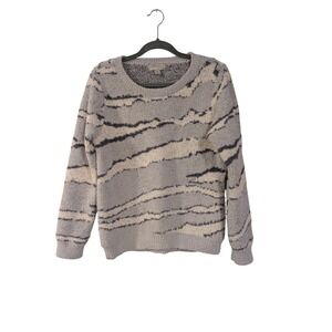 Barefoot Dreams Sweater Womens XS Blue CozyChic Abstract Knit Pullover